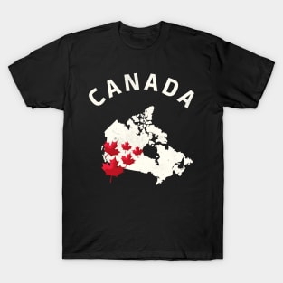 Canada Map Maple Leaf Canadian Pride T-Shirt